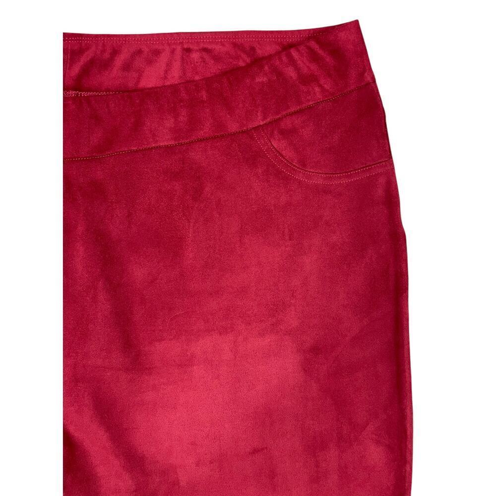 Soft Surroundings Faux Suede Pull On Bootcut Pants Moroccan Red XL Petite NEW - Picture 6 of 11